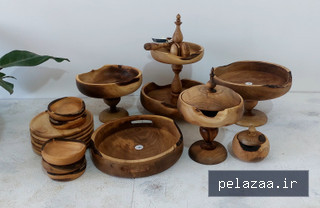 سرویس لبه پوستی ۴تیکه پذیرایی چوبی - tooba-wood گرگان