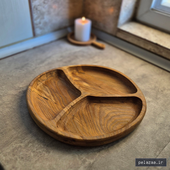 سینی گرد 3 بخش نارون کد T004 - khan-wood گرگان