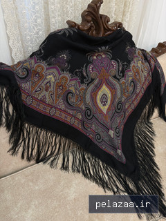 چارقد ایتالیایی بیشتر مشکی حاشیه دار - turkmenscarf گرگان