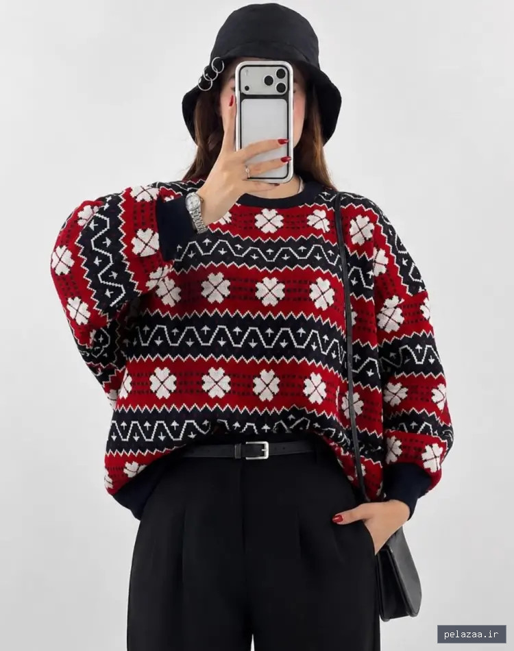 بافت اورسایز Fair Isle کلاسیک وینتیج ، خاص‌ ترین بافت سال زنانه مردانه کد - blvinstyle گرگان