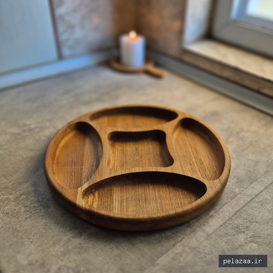 سینی گرد 5 بخش نارون T002 - khan-wood گرگان