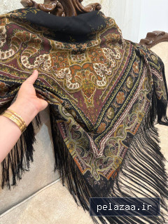چارقد ایتالیایی مشکی قهوایی جذاب ۲۰۳۰ - turkmenscarf گرگان