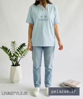 تیشرت باکسی جلو گلدوزی طرح پاپیون - livastyle گرگان